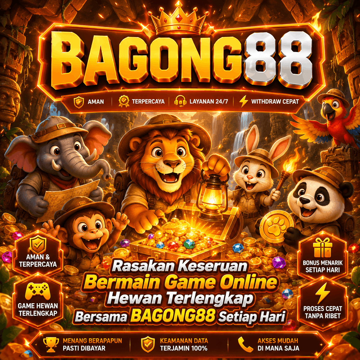 Rasakan Keseruan Bermain Game Online Hewan Terlengkap Bersama BAGONG88 Setiap Hari
